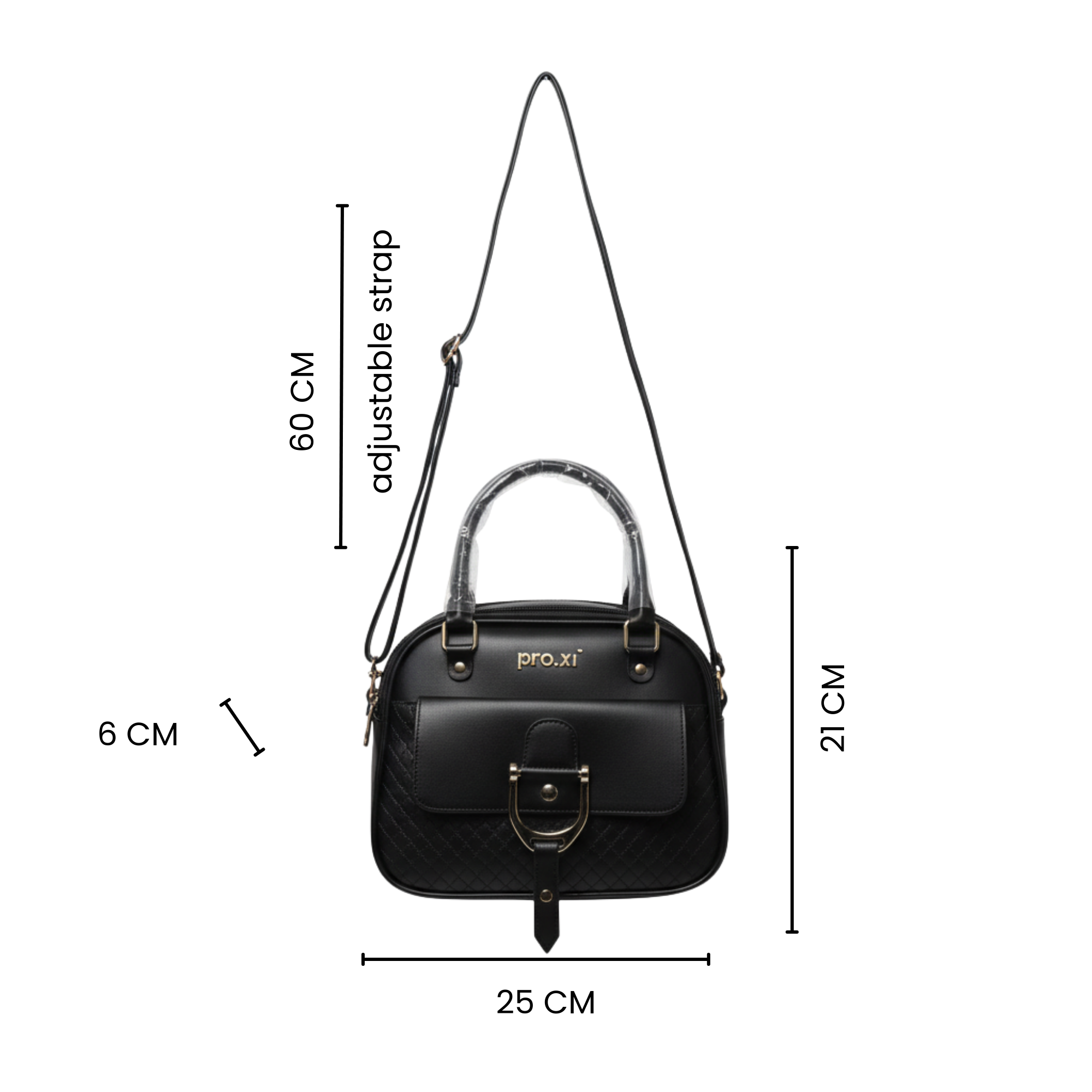 Women's Vegan Leather Handbag with Shoulder Strap - Image 13