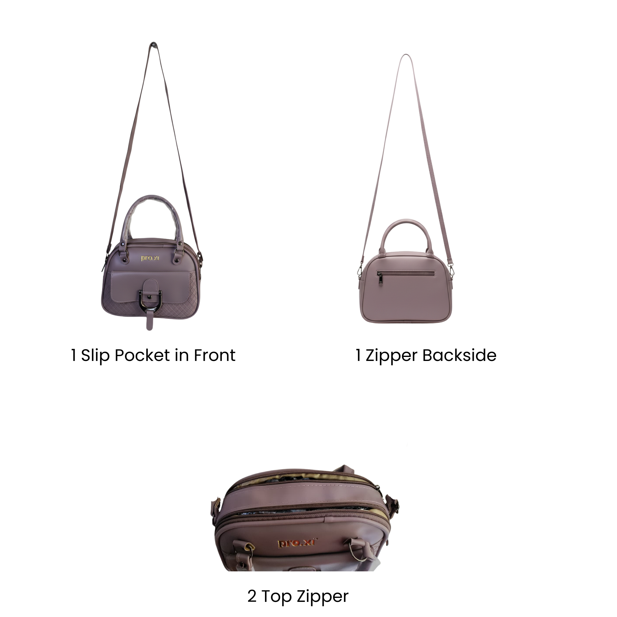 Women's Vegan Leather Handbag with Shoulder Strap - Image 10