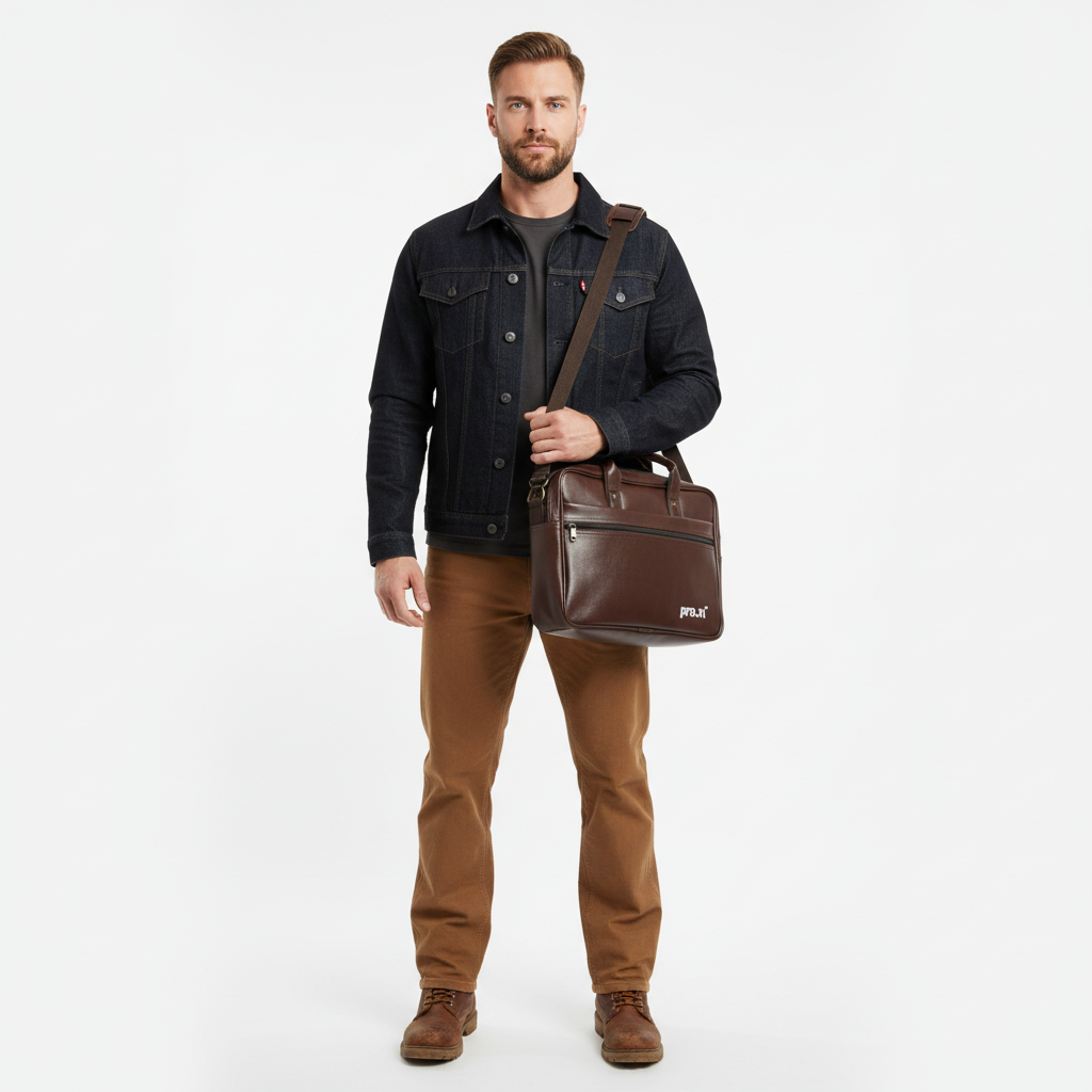 Vegan Leather Laptop Bag for Men & Women - Image 6