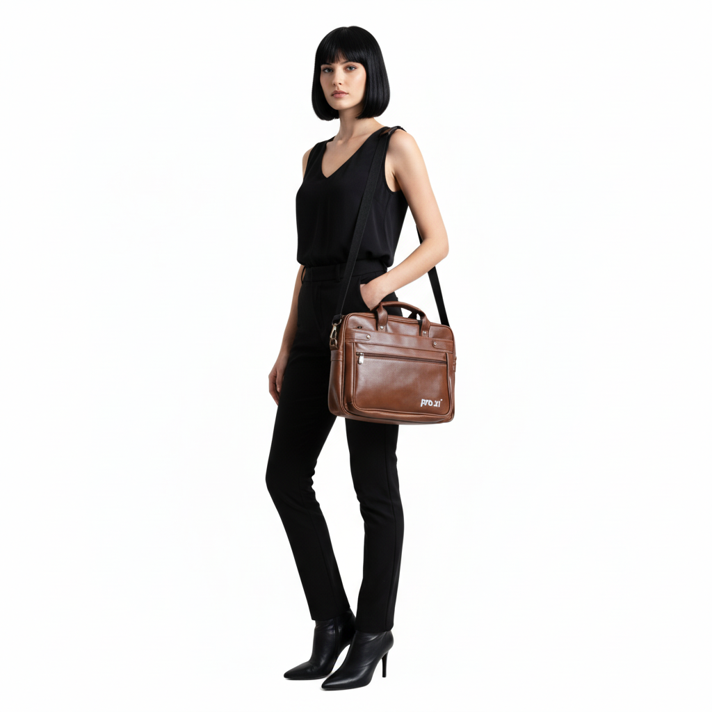 Vegan Leather Laptop Bag for Men & Women - Image 3