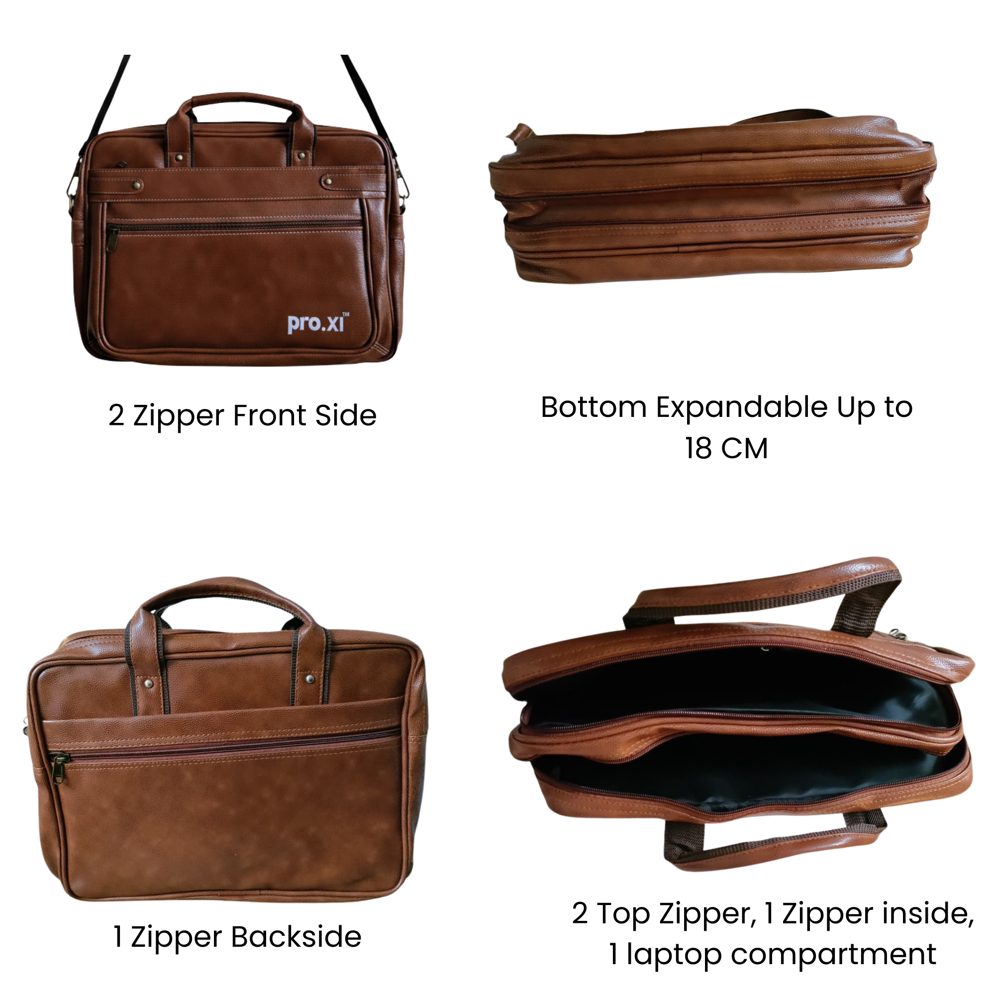 Vegan Leather Laptop Bag for Men & Women - Image 5