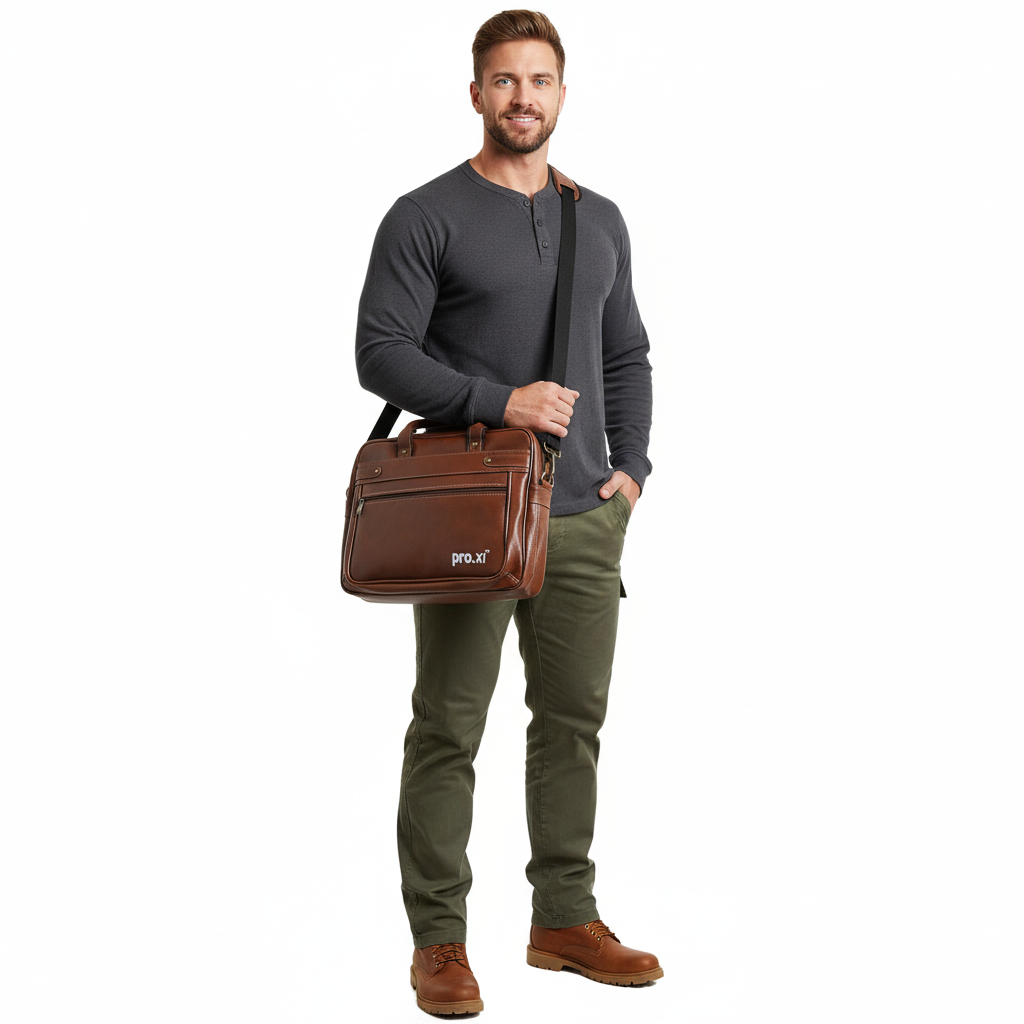 Vegan Leather Laptop Bag for Men & Women - Image 4