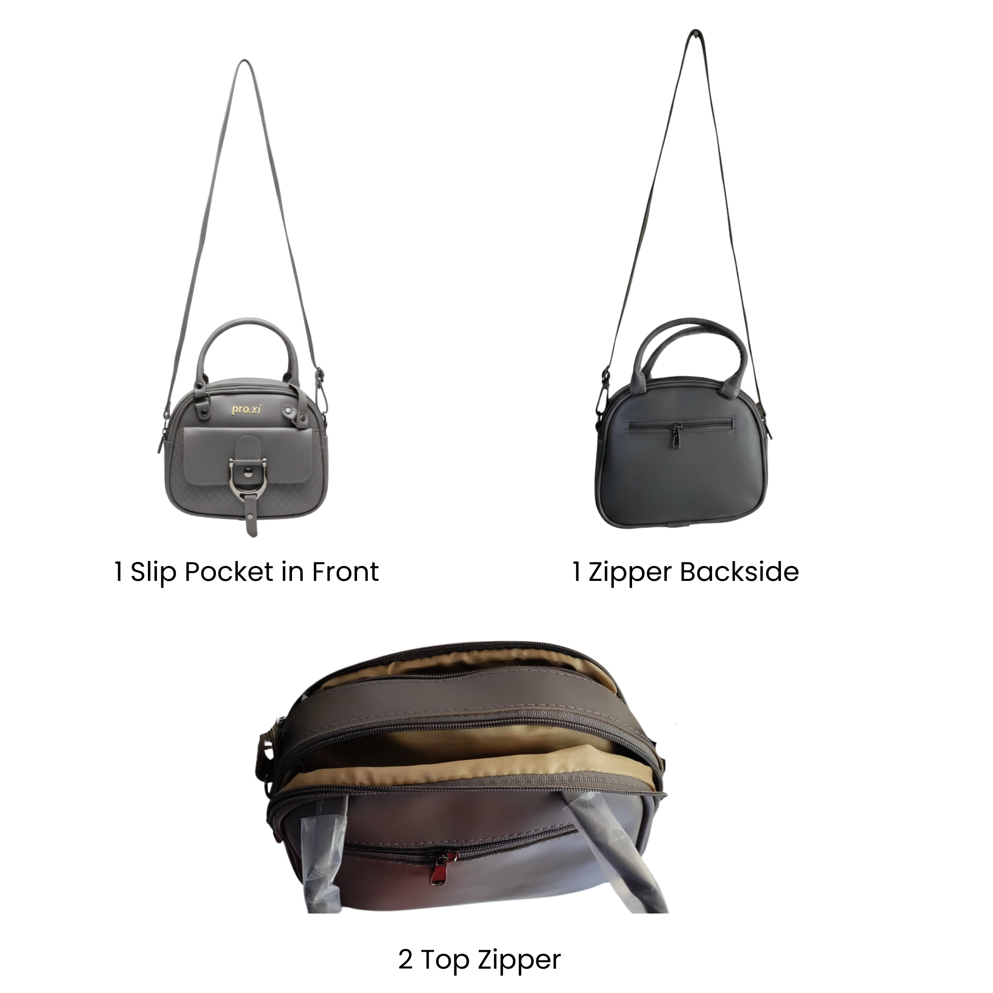 Women's Vegan Leather Handbag with Shoulder Strap - Image 4