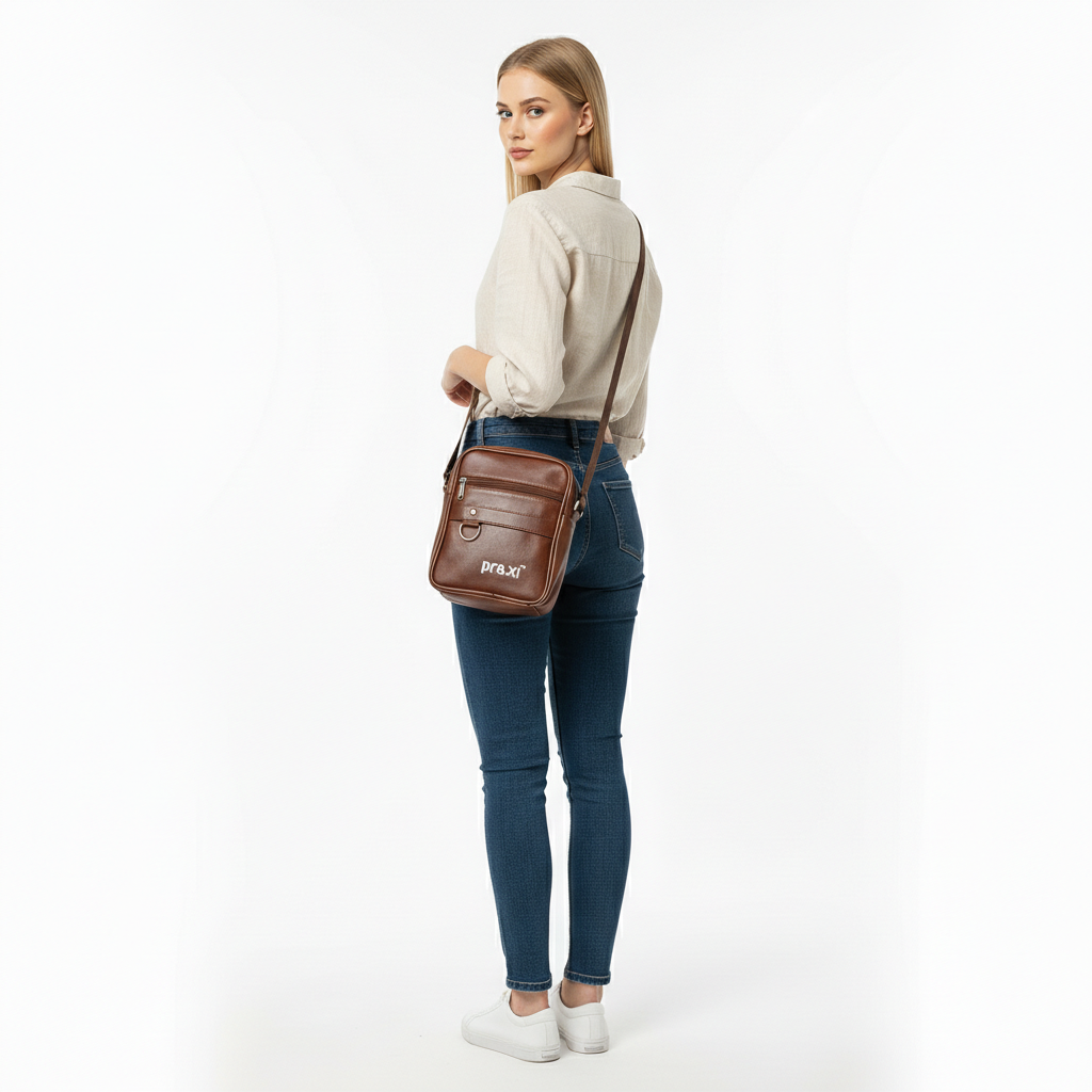 Vegan Leather Crossbody Bag for Men & Women - Image 2
